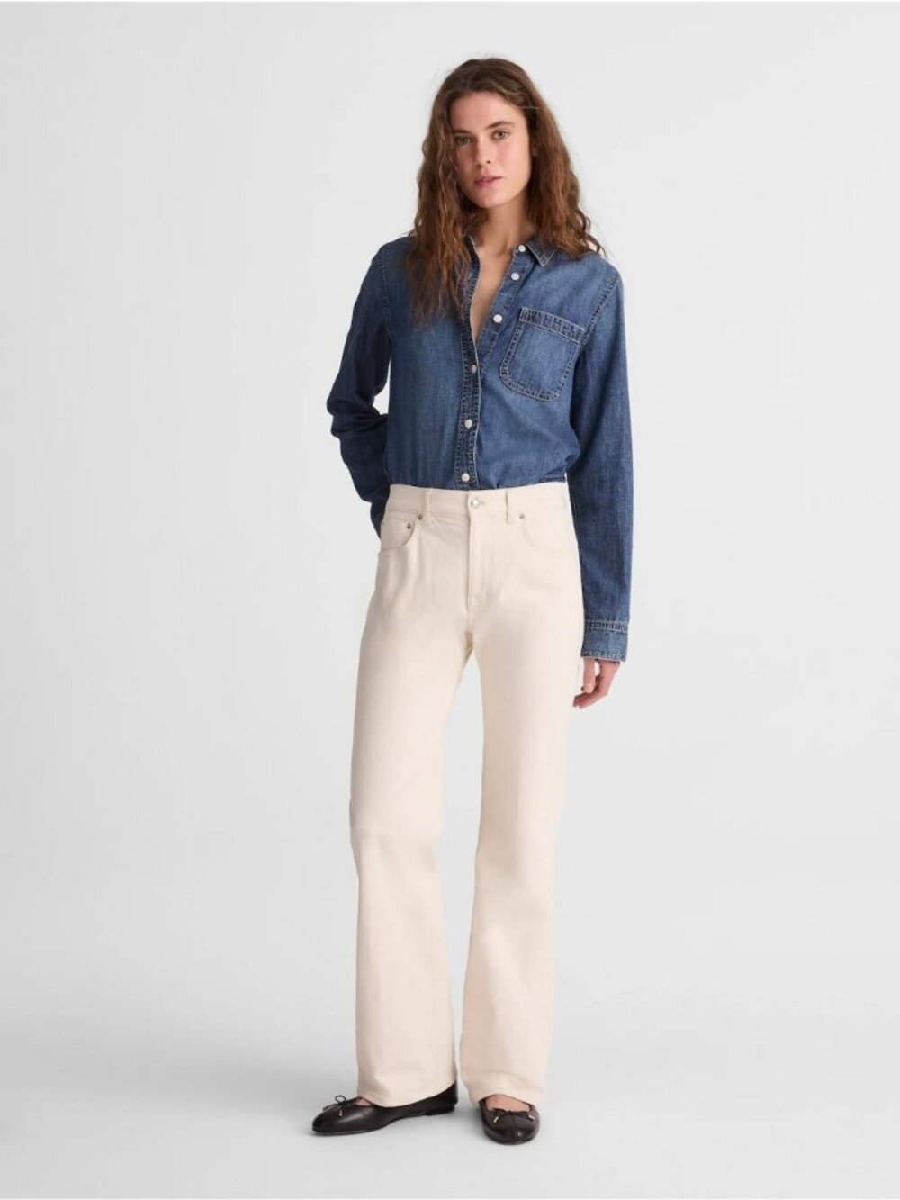 Madewell Relaxed Bootcut Womens 33 x 30 Vintage Canvas Stretch NY063 Ivory